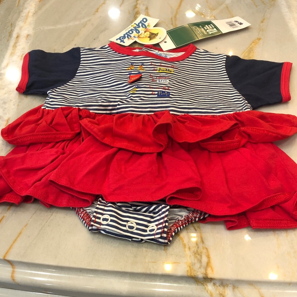 Angel Dear Red and Navy Striped toddler dress
